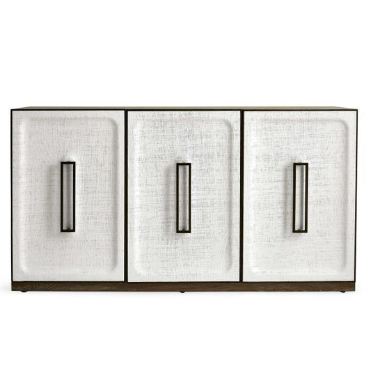 Uttermost  White Linen 3 Door Cabinet